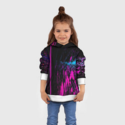 Толстовка-худи детская Фиолетовые линии и нейроны, цвет: 3D-белый — фото 2