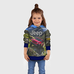 Толстовка-худи детская Chrysler Jeep Wrangler Rubicon - горы, цвет: 3D-синий — фото 2