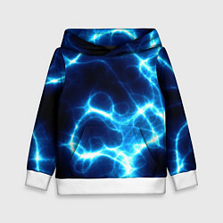 Толстовка-худи детская Молния грозовая - электрические разряды, цвет: 3D-белый