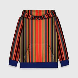 Толстовка-худи детская Вертикальные полосы в оранжево-коричневых тонах, цвет: 3D-синий