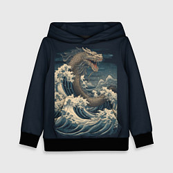 Толстовка-худи детская Морской дракон в японском стиле, цвет: 3D-черный