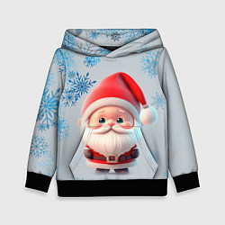 Толстовка-худи детская Дед мороз и много снежинок, цвет: 3D-черный
