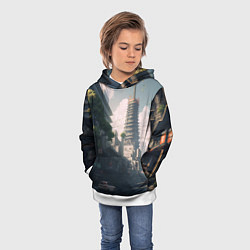 Толстовка-худи детская Пустынная улица Токио, цвет: 3D-белый — фото 2