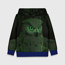 Толстовка-худи детская Сова в стиле ASCII-графики, цвет: 3D-синий