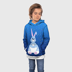 Толстовка-худи детская Косой кролик и конфетти, цвет: 3D-белый — фото 2