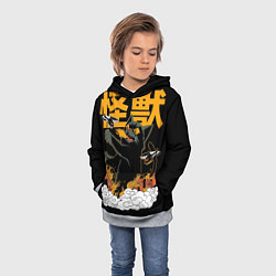 Толстовка-худи детская Кот-годзилла, цвет: 3D-меланж — фото 2