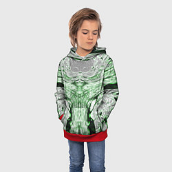 Толстовка-худи детская Зеленый узор, цвет: 3D-красный — фото 2