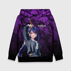 Толстовка-худи детская Сёгун Райден - Геншин паттерн, цвет: 3D-черный