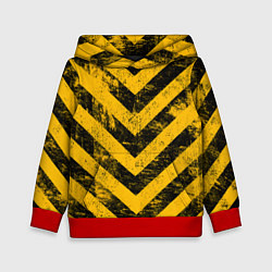 Толстовка-худи детская WARNING - желто-черные полосы, цвет: 3D-красный