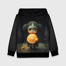 Детская толстовка Девочка с мандарином в руках