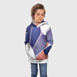 Толстовка-худи детская Узор из синих, фиолетовых, белых и оранжевых камне, цвет: 3D-белый — фото 2