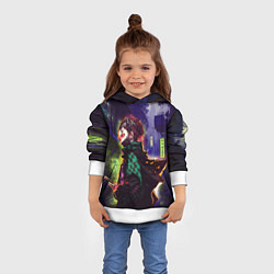 Толстовка-худи детская Клинок, рассекающий демонов - Киберпанк, цвет: 3D-белый — фото 2