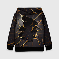 Детская толстовка Трещины в пропасть: черно-золотой узор