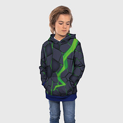 Толстовка-худи детская Зелёный неон, цвет: 3D-синий — фото 2