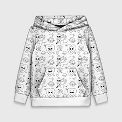 Толстовка-худи детская Инопланетный купидон целится в сердце в космосе, цвет: 3D-белый