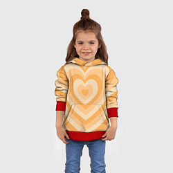 Толстовка-худи детская Hearts orange, цвет: 3D-красный — фото 2