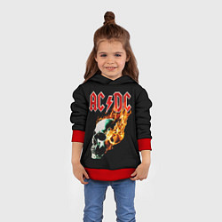 Толстовка-худи детская AC DC череп, цвет: 3D-красный — фото 2
