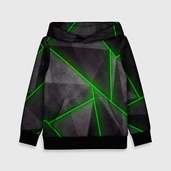 Толстовка-худи детская Stripes Abstract green, цвет: 3D-черный