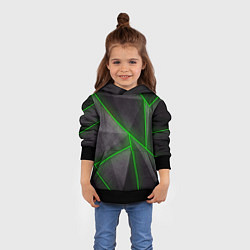 Толстовка-худи детская Stripes Abstract green, цвет: 3D-черный — фото 2