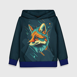 Толстовка-худи детская Загадочный лис, цвет: 3D-синий