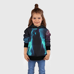 Толстовка-худи детская Нейрокот в голубом дыму, цвет: 3D-черный — фото 2