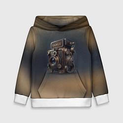 Толстовка-худи детская Странный фотоаппарат, цвет: 3D-белый