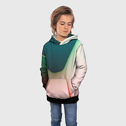 Толстовка-худи детская Абстрактные зелёные и розовые пластины, цвет: 3D-черный — фото 2