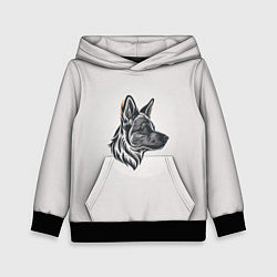 Детская толстовка Немецкая овчарка чёрно-белый эскиз