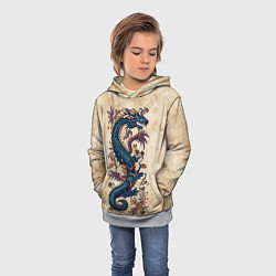 Толстовка-худи детская Irezumi японский дракон-змей, цвет: 3D-меланж — фото 2