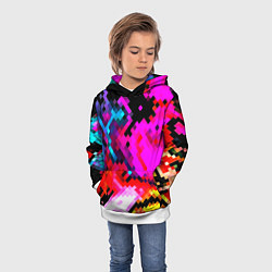 Толстовка-худи детская Pixel neon mosaic, цвет: 3D-белый — фото 2