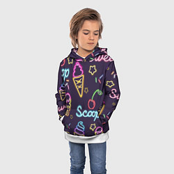 Толстовка-худи детская Неоновые надписи sweet scoop, цвет: 3D-белый — фото 2