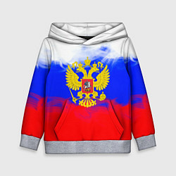 Толстовка-худи детская Russia флаг герб, цвет: 3D-меланж