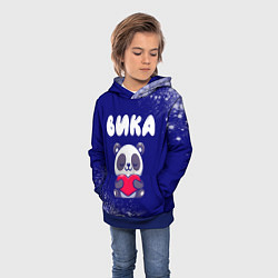 Толстовка-худи детская Вика панда с сердечком, цвет: 3D-синий — фото 2