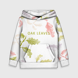 Толстовка-худи детская Oak leaves, цвет: 3D-белый