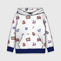 Толстовка-худи детская Паттерн - школа, цвет: 3D-синий