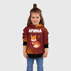 Толстовка-худи детская Арина осенняя лисичка, цвет: 3D-черный — фото 2