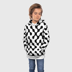 Толстовка-худи детская Чёрно-белый растровый узор, цвет: 3D-белый — фото 2