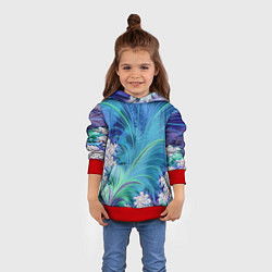 Толстовка-худи детская Авангардная фрактальная композиция, цвет: 3D-красный — фото 2