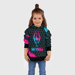 Толстовка-худи детская Skyrim - neon gradient, цвет: 3D-черный — фото 2