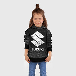 Толстовка-худи детская Suzuki с потертостями на темном фоне, цвет: 3D-черный — фото 2