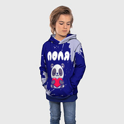 Толстовка-худи детская Поля панда с сердечком, цвет: 3D-синий — фото 2