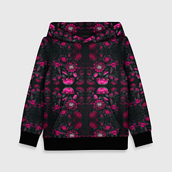 Толстовка-худи детская Ярко-розовые неоновые лилии, цвет: 3D-черный