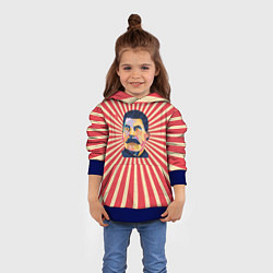 Толстовка-худи детская Сталин полигональный, цвет: 3D-синий — фото 2