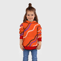 Толстовка-худи детская Красный фон и волны, цвет: 3D-красный — фото 2