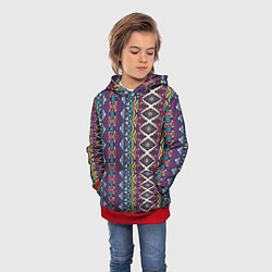 Толстовка-худи детская Мексиканский орнамент, цвет: 3D-красный — фото 2
