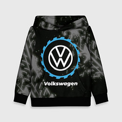 Толстовка-худи детская Volkswagen в стиле Top Gear со следами шин на фоне, цвет: 3D-черный