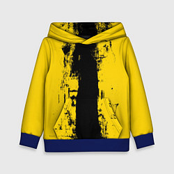 Толстовка-худи детская Вертикальная черно-желтая полоса Cyberpunk 2077, цвет: 3D-синий
