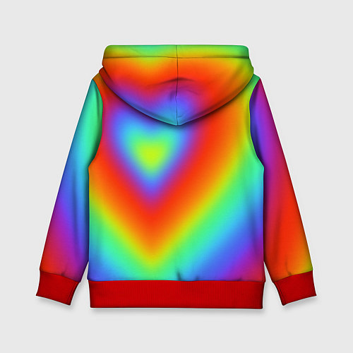 Детская толстовка Сердце - радужный градиент / 3D-Красный – фото 2