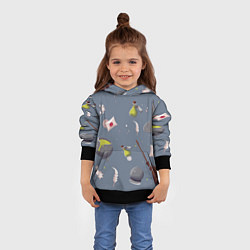 Толстовка-худи детская Паттерн с магическими принадлежностями, цвет: 3D-черный — фото 2
