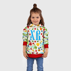 Толстовка-худи детская ХВ с цветочным узором на Пасху, цвет: 3D-красный — фото 2